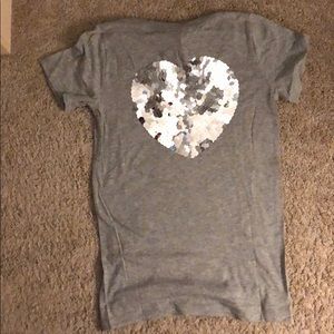 PINK v neck sequin T-shirt